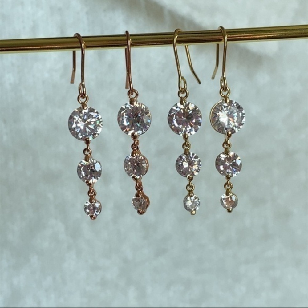 3 tier drop earrings Cubic Zirconia